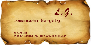 Löwensohn Gergely névjegykártya